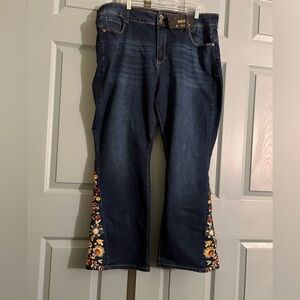 Sandpiper Premium Denim Bootcut with Floral Embroidery.